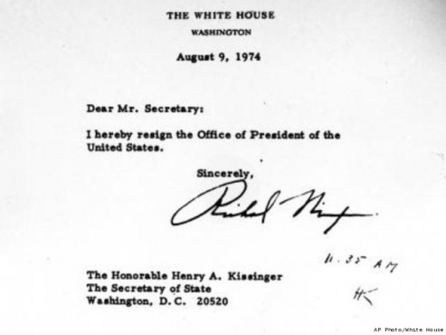President Nixon Resignation Letter