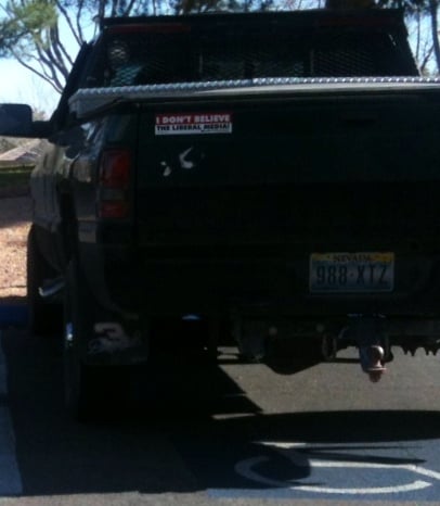 I Don't Believe the Liberal Media Conservative Takes Up Handicapped Parking Space